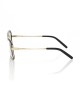 Square Eyeglasses With Black And Gold Pattern.