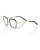 Square Eyeglasses With Black And Gold Pattern.