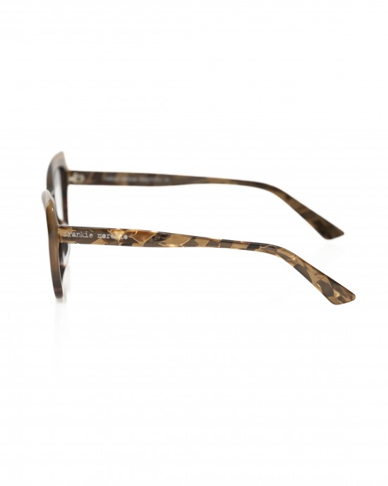 Cat Eye Model Eyeglasses. Frame With Cream-colored Havana Pattern. Auctions With Glitters.