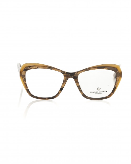 Cat Eye Model Eyeglasses. Frame With Cream-colored Havana Pattern. Auctions With Glitters.