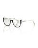Cat Eye Model Eyeglasses. Black Frame. White And Transparent Profile And Temples.