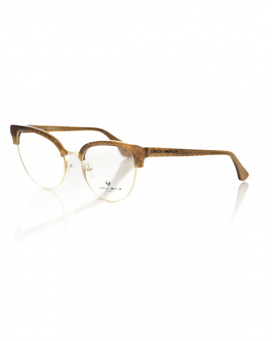 Clubmaster Model Eyeglasses. Brown Profile And Temples With Glitters.