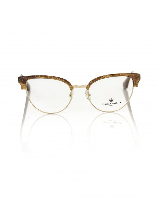 Clubmaster Model Eyeglasses. Brown Profile And Temples With Glitters.