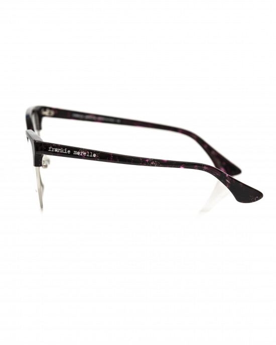 Clubmaster Model Eyeglasses. Glitter Bordeaux Profile And Temples.