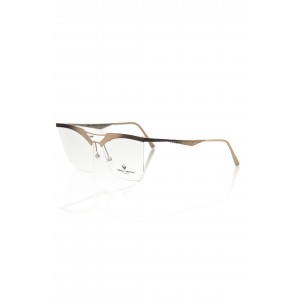 Clubmaster Model Eyeglasses. Profile And Temples In Glitter Gold Metal.