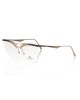 Clubmaster Model Eyeglasses. Profile And Temples In Glitter Gold Metal.