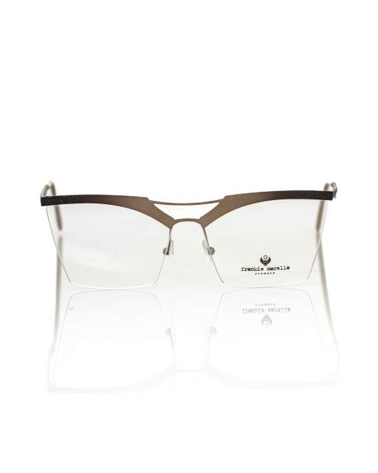 Clubmaster Model Eyeglasses. Profile And Temples In Glitter Gold Metal.