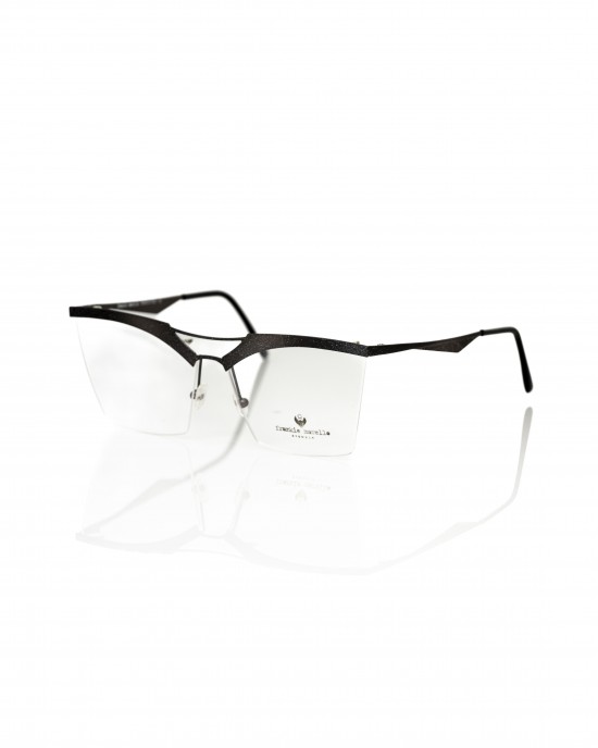 Clubmaster Model Eyeglasses. Profile And Temples In Glitter Black Metal.