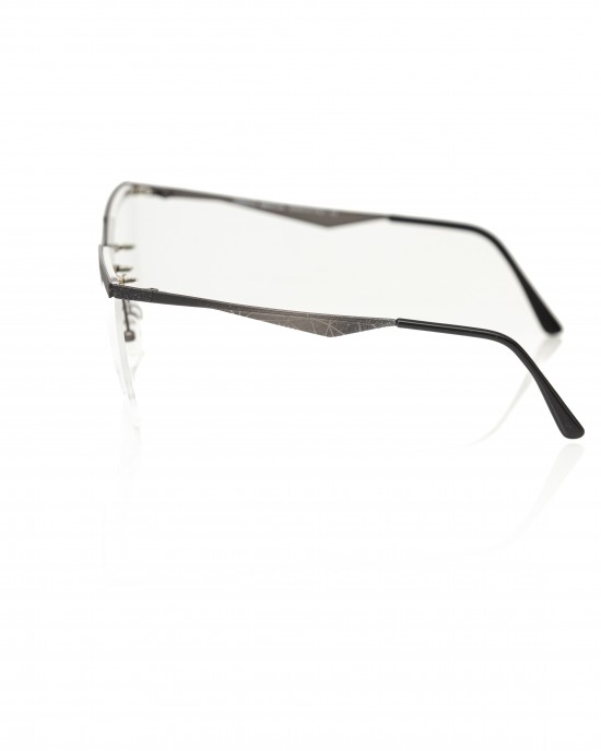 Clubmaster Model Eyeglasses. Profile And Temples In Glitter Black Metal.