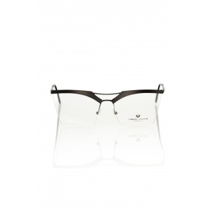 Clubmaster Model Eyeglasses. Profile And Temples In Glitter Black Metal.