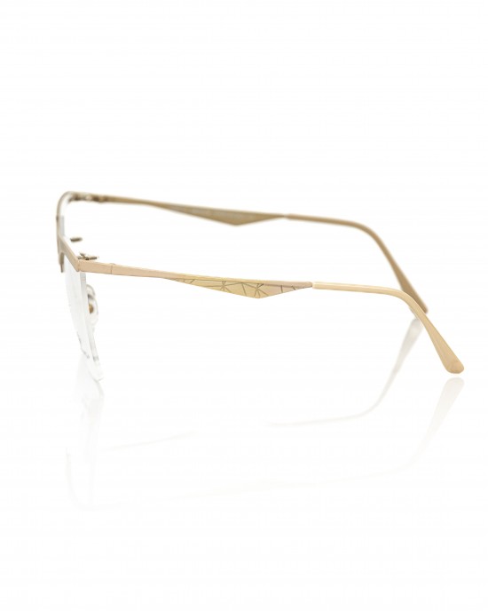 Clubmaster Model Eyeglasses. Profile And Temples In Glitter Brown Metal.