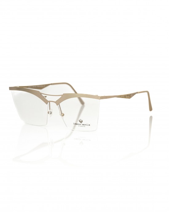 Clubmaster Model Eyeglasses. Profile And Temples In Glitter Brown Metal.