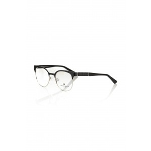 Clubmaster Model Eyeglasses. Black Upper Profile. Black Template With Geometric Pattern.