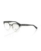 Clubmaster Model Eyeglasses. Black Upper Profile. Black Template With Geometric Pattern.