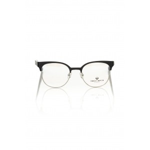 Clubmaster Model Eyeglasses. Black Upper Profile. Black Template With Geometric Pattern.