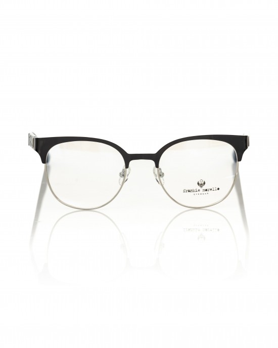 Clubmaster Model Eyeglasses. Black Upper Profile. Black Template With Geometric Pattern.