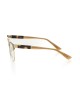 Clubmaster Model Eyeglasses. Upper Profile In Gold Colored Metal. Transparent Template With Geometric Pattern.