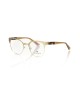 Clubmaster Model Eyeglasses. Upper Profile In Gold Colored Metal. Transparent Template With Geometric Pattern.