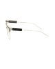 Clubmaster Model Eyeglasses. Metal Upper Profile. Black Template With Geometric And Transparent Pattern.