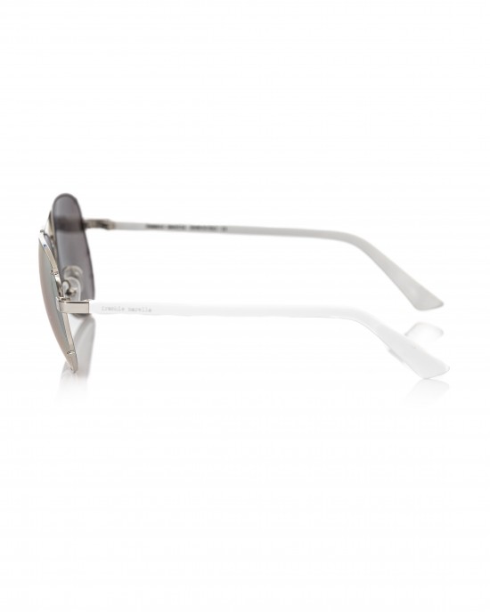 Aviator Model Eyeglasses. Metal Profile And White Rod. Smoked Lens.