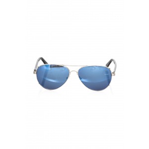 Sunglasses Model Aviator. Metal Profile And Black Rod. Blue Mirror Lens.