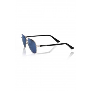 Sunglasses Model Aviator. Metal Profile And Black Rod. Blue Mirror Lens.