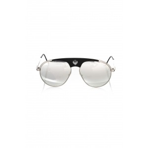 Sunglasses Shield Model. Metal Profile And Black Central Rod. Smoke Gray Lens.