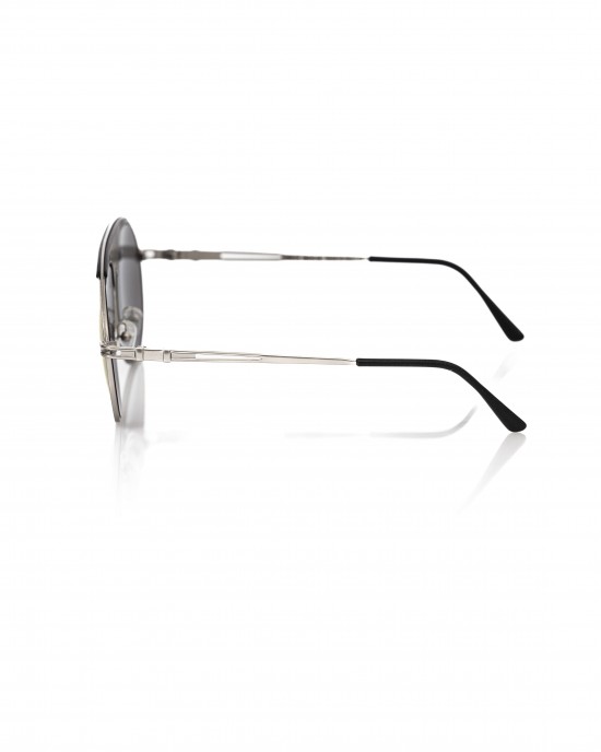 Sunglasses Shield Model. Metal Profile And Black Central Rod. Smoke Gray Lens.