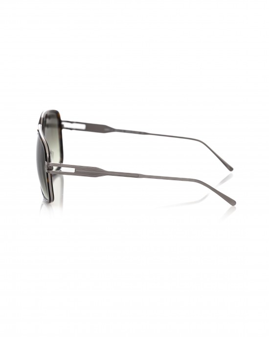 Sunglasses Shield Model. Havana Profile With Central Metal Rod And Metal Rods. Gray Gradient Lens.