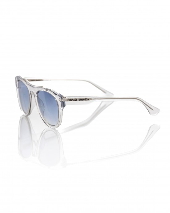 Wayfarer Model Sunglasses. Transparent Profile And Shaded Blue Lens.