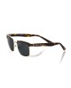 Clubmaster Model Sunglasses. Frame With Upper Profile In Brown Leather. Blue Shaded Lens. White Auctions.