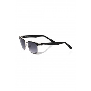Clubmaster Model Sunglasses. Frame With Upper Profile In Black Leather. Black Shaded Lens. Black Auctions.