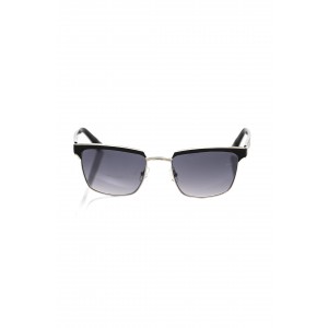Clubmaster Model Sunglasses. Frame With Upper Profile In Black Leather. Black Shaded Lens. Black Auctions.