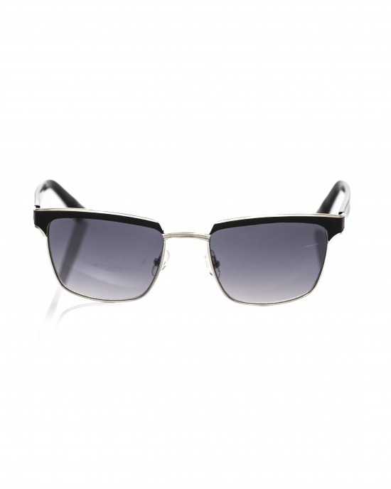 Clubmaster Model Sunglasses. Frame With Upper Profile In Black Leather. Black Shaded Lens. Black Auctions.