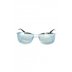 Clubmaster Model Sunglasses. Metal Mounting And Sticks. Blue Mirror Lens.