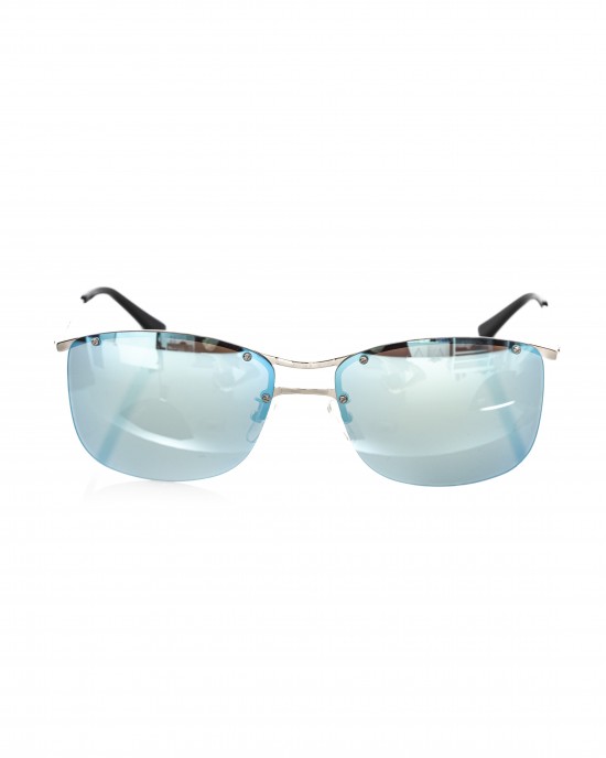 Clubmaster Model Sunglasses. Metal Mounting And Sticks. Blue Mirror Lens.