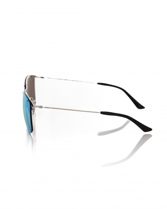 Clubmaster Model Sunglasses. Metal Mounting And Sticks. Blue Mirror Lens.