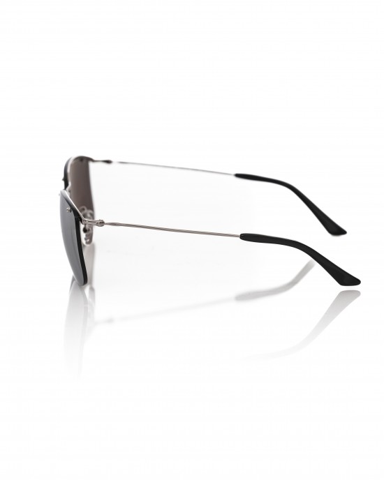 Clubmaster Model Sunglasses. Metal Mounting And Sticks. Gray Mirror Lens.