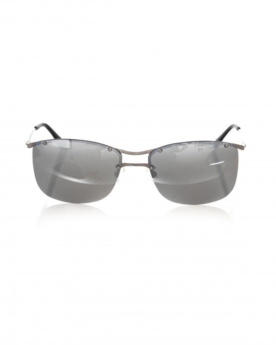 Clubmaster Model Sunglasses. Metal Mounting And Sticks. Gray Mirror Lens.