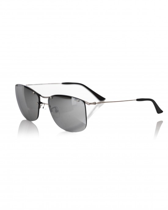 Clubmaster Model Sunglasses. Metal Mounting And Sticks. Gray Mirror Lens.