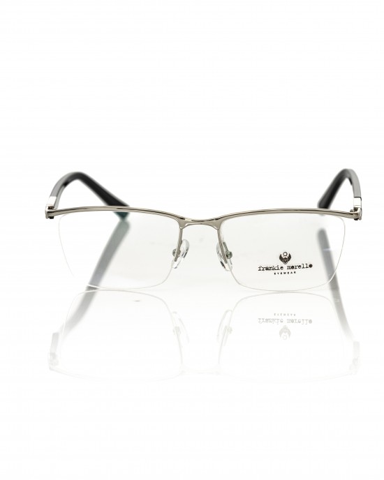 Clubmaster Model Eyeglasses. Metal Frame. Black Auction With Logo.