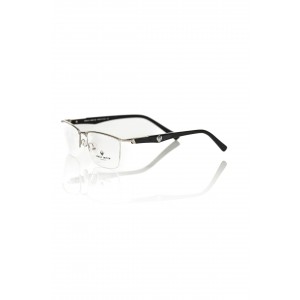 Clubmaster Model Eyeglasses. Metal Frame. Black Auction With Logo.