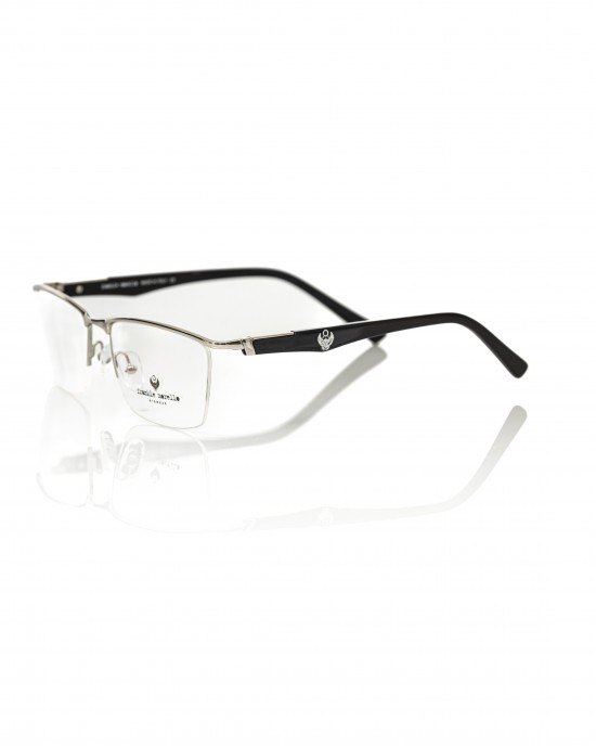 Clubmaster Model Eyeglasses. Metal Frame. Black Auction With Logo.