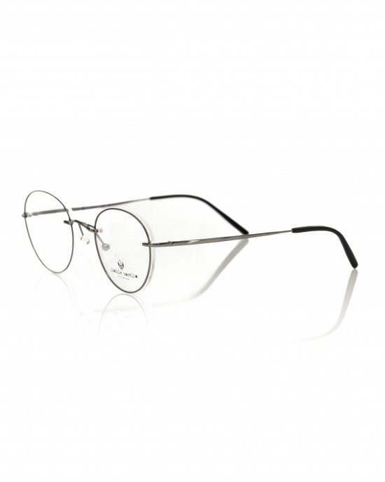 Round Eyeglasses. Gun Barrel Color Metal Frame.