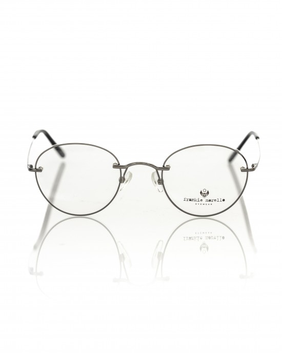 Round Eyeglasses. Gun Barrel Color Metal Frame.