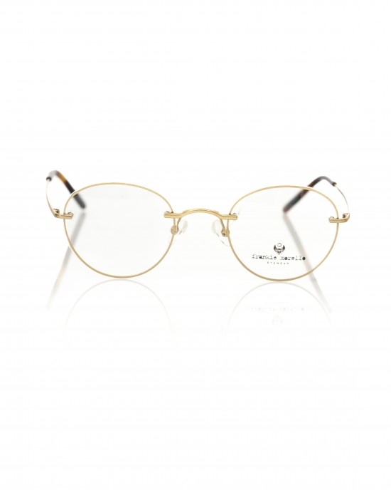 Round Eyeglasses. Matt Gold Metal Frame.