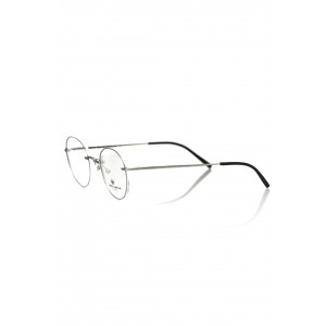 Round Eyeglasses. Silver Colored Metal Frame.