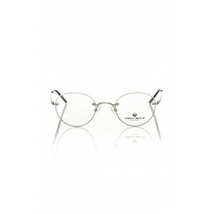 Round Eyeglasses. Silver Colored Metal Frame.