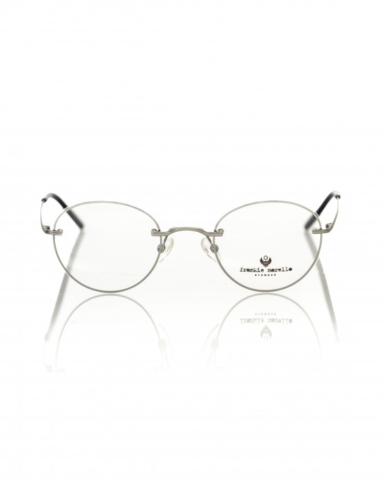 Round Eyeglasses. Silver Colored Metal Frame.