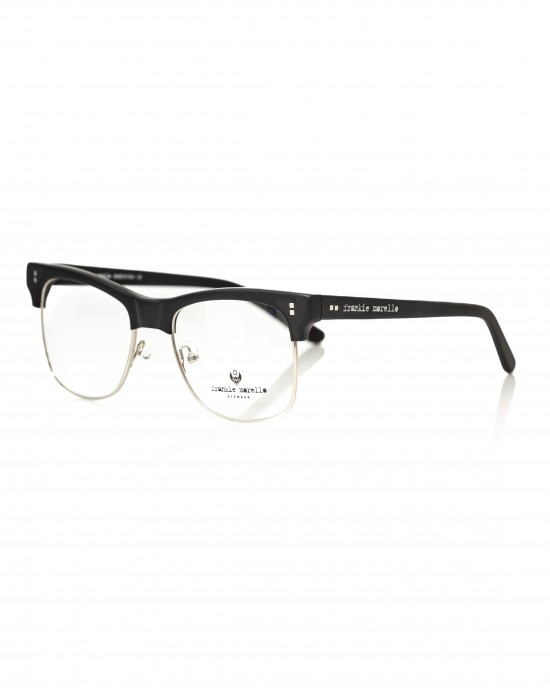 Clubmaster Model Eyeglasses. Metal Frame With Black Upper Profile. Black Temples With Logo.